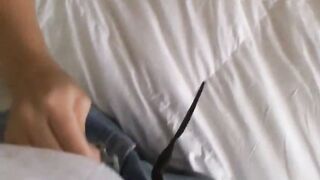 Cuckold creampie eating by stepdad who is given a POV blowob and fucked by hot girl Britney Young who makes him agree to be locked in chastity and eat creampies from her pussy and watch her lover fuck her